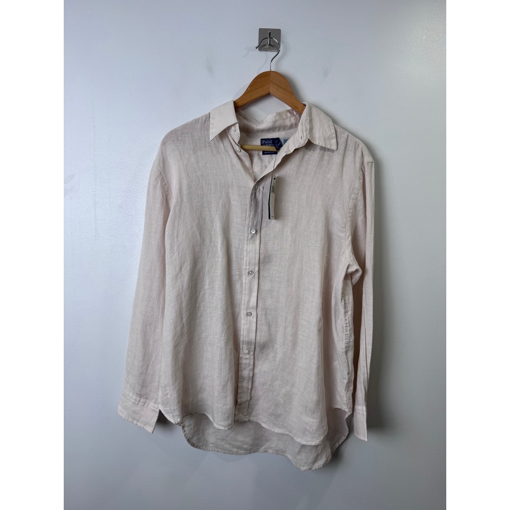 NWT Polo Ralph Lauren Mens Parchment Linen Button Down Oversized Shirt Small